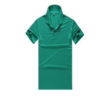 100% poliéster mangas curtas liso verde polo